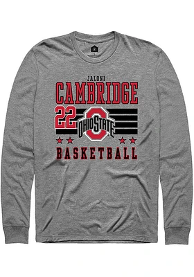 Jaloni Cambridge  Ohio State Buckeyes Grey Rally NIL Striped Long Sleeve T Shirt