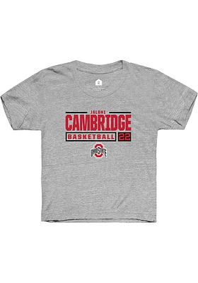 Jaloni Cambridge  Rally Ohio State Buckeyes Youth Grey NIL Stacked Box Short Sleeve T-Shirt