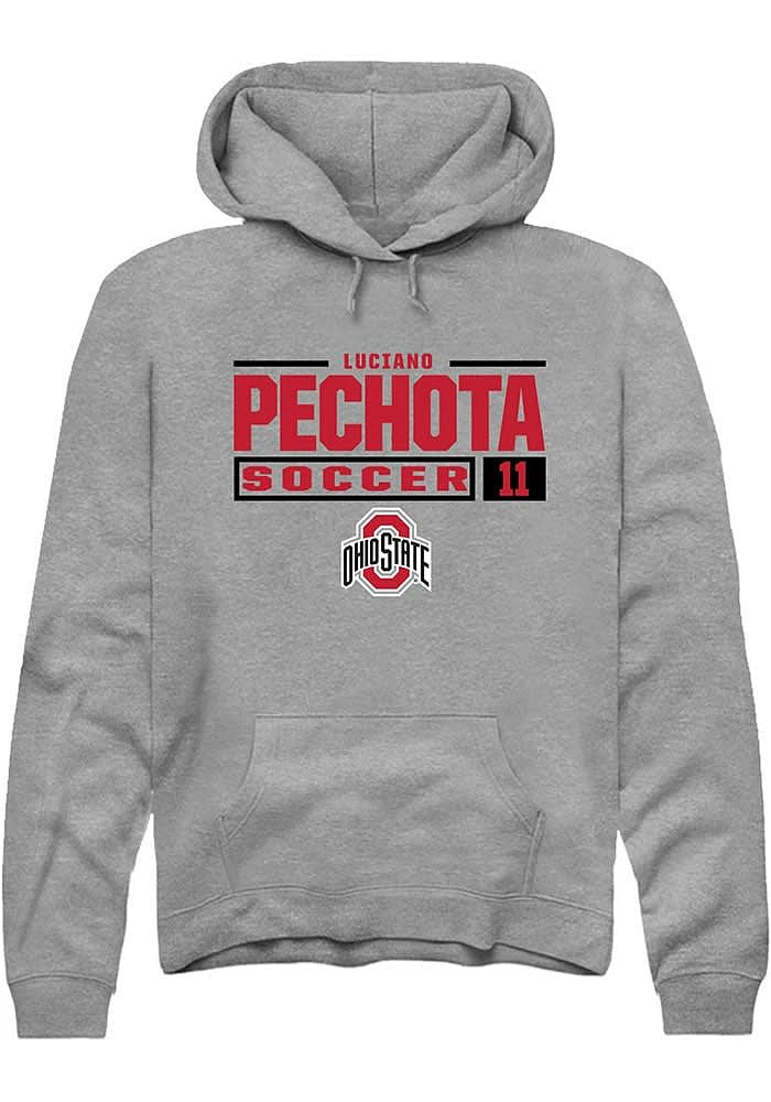 Luciano Pechota Rally Ohio State Buckeyes Mens Graphite NIL Stacked Box Long Sleeve Hoodie