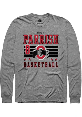 Micah Parrish  Ohio State Buckeyes Grey Rally NIL Striped Long Sleeve T Shirt