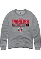 Micah Parrish  Rally Ohio State Buckeyes Mens Graphite NIL Stacked Box Long Sleeve Crew Sweatshirt