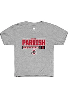 Micah Parrish  Rally Ohio State Buckeyes Youth Grey NIL Stacked Box Short Sleeve T-Shirt