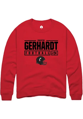 Gavin Gerhardt Rally Cincinnati Bearcats Mens NIL Stacked Box Long Sleeve Crew Sweatshirt