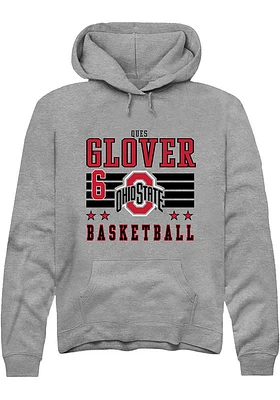 Ques Glover  Rally Ohio State Buckeyes Mens Grey NIL Striped Long Sleeve Hoodie