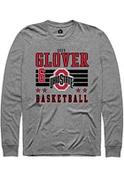 Ques Glover  Ohio State Buckeyes Grey Rally NIL Striped Long Sleeve T Shirt