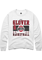 Ques Glover  Rally Ohio State Buckeyes Mens White NIL Striped Long Sleeve Crew Sweatshirt