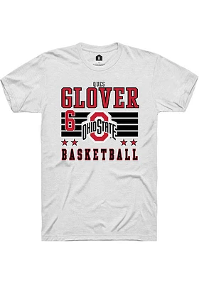 Ques Glover  Ohio State Buckeyes White Rally NIL Striped Short Sleeve T Shirt