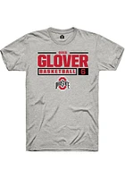 Ques Glover  Ohio State Buckeyes Ash Rally NIL Stacked Box Short Sleeve T Shirt