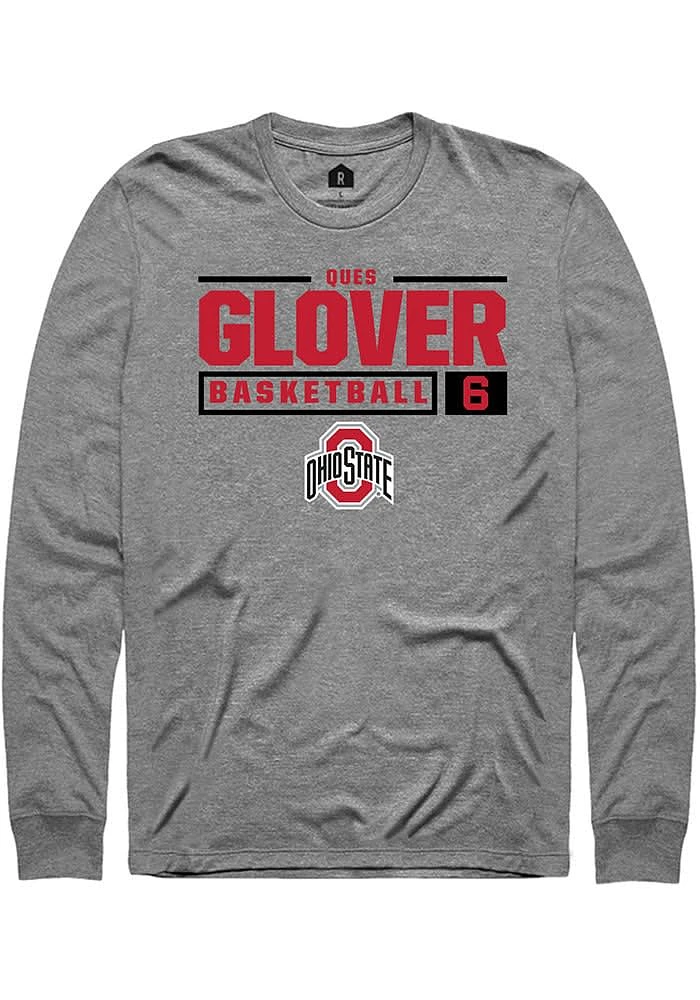 Ques Glover  Ohio State Buckeyes Graphite Rally NIL Stacked Box Long Sleeve T Shirt