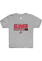 Ques Glover  Rally Ohio State Buckeyes Youth Grey NIL Stacked Box Short Sleeve T-Shirt