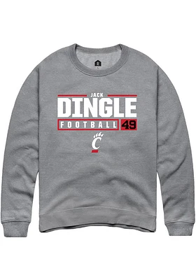 Jack Dingle  Rally Cincinnati Bearcats Mens Graphite NIL Stacked Box Long Sleeve Crew Sweatshirt