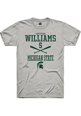 Christian Williams  Michigan State Spartans Ash Rally NIL Sport Icon Short Sleeve T Shirt