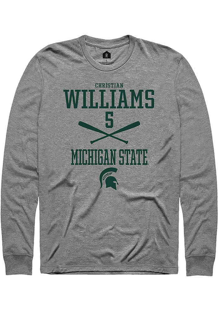 Christian Williams Michigan State Spartans Graphite Rally NIL Sport Icon Long Sleeve T Shirt