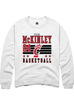 Tyler McKinley Rally Cincinnati Bearcats Mens NIL Striped Long Sleeve Crew Sweatshirt