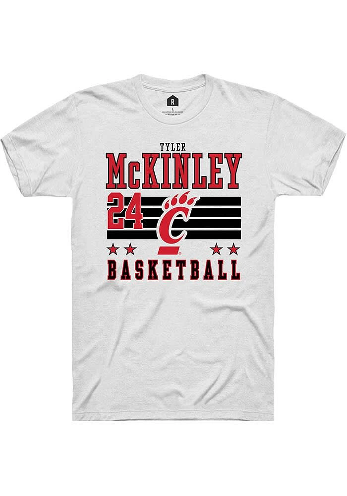 Tyler McKinley  Cincinnati Bearcats White Rally NIL Striped Short Sleeve T Shirt