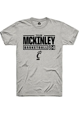 Tyler McKinley  Cincinnati Bearcats Ash Rally NIL Stacked Box Short Sleeve T Shirt