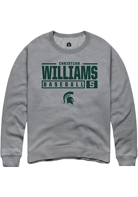 Christian Williams  Rally Michigan State Spartans Mens Graphite NIL Stacked Box Long Sleeve Crew S..