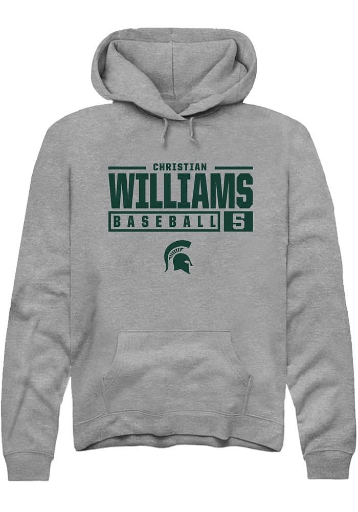 Christian Williams Rally Michigan State Spartans Mens Graphite NIL Stacked Box Long Sleeve Hoodie