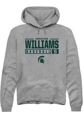 Christian Williams  Rally Michigan State Spartans Mens Graphite NIL Stacked Box Long Sleeve Hoodie