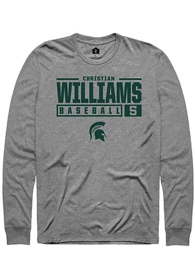 Christian Williams  Michigan State Spartans Graphite Rally NIL Stacked Box Long Sleeve T Shirt