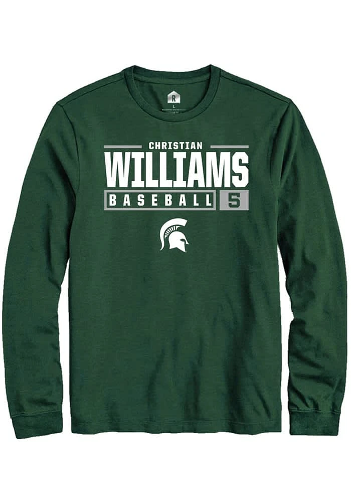 Christian Williams Michigan State Spartans Green Rally NIL Stacked Box Long Sleeve T Shirt