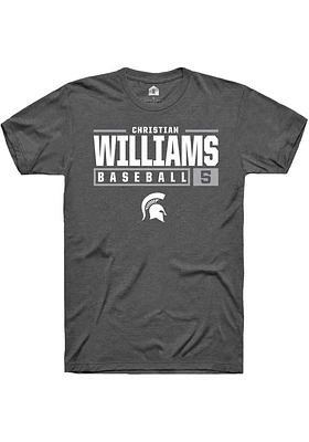 Christian Williams  Michigan State Spartans Dark Grey Rally NIL Stacked Box Short Sleeve T Shirt