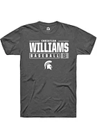 Christian Williams  Michigan State Spartans Dark Grey Rally NIL Stacked Box Short Sleeve T Shirt