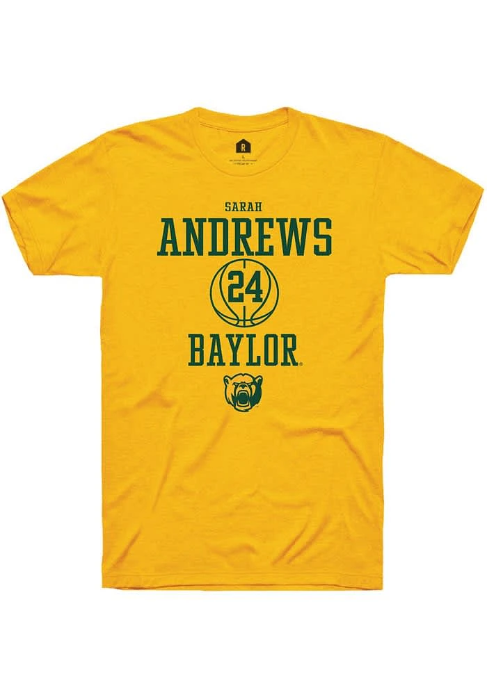 Sarah Andrews Baylor Bears Gold Rally NIL Sport Icon Short Sleeve T Shirt
