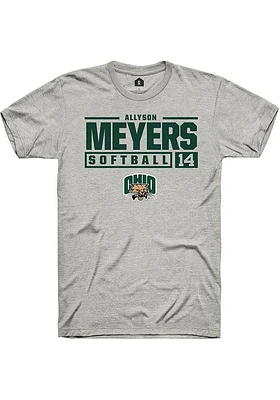 Allyson Meyers  Ohio Bobcats Ash Rally NIL Stacked Box Short Sleeve T Shirt