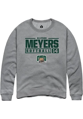 Allyson Meyers  Rally Ohio Bobcats Mens Graphite NIL Stacked Box Long Sleeve Crew Sweatshirt