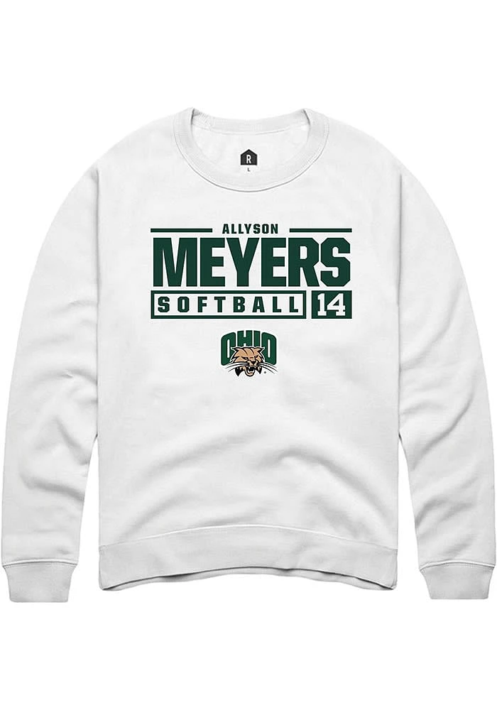 Allyson Meyers Rally Ohio Bobcats Mens NIL Stacked Box Long Sleeve Crew Sweatshirt