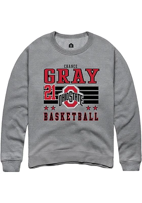 Chance Gray Rally Ohio State Buckeyes Mens NIL Striped Long Sleeve Crew Sweatshirt