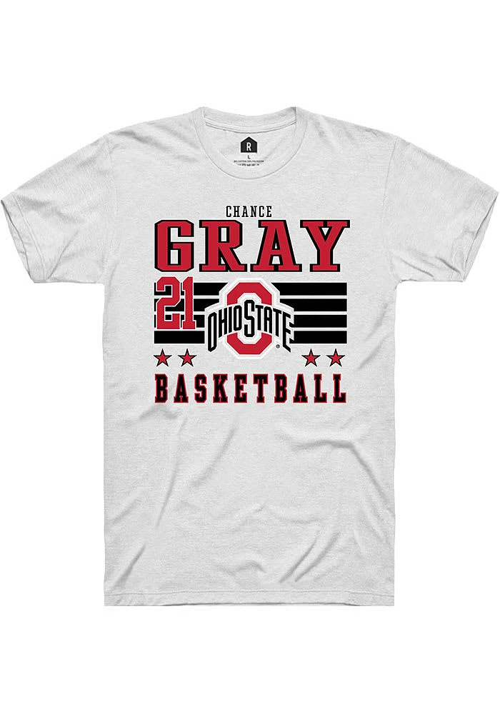 Chance Gray  Ohio State Buckeyes White Rally NIL Striped Short Sleeve T Shirt