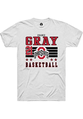 Chance Gray  Ohio State Buckeyes White Rally NIL Striped Short Sleeve T Shirt