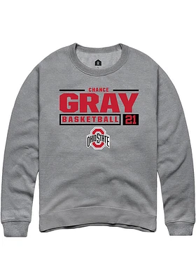 Chance Gray  Rally Ohio State Buckeyes Mens Graphite NIL Stacked Box Long Sleeve Crew Sweatshirt