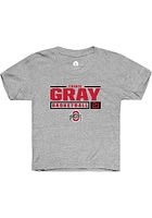 Chance Gray  Rally Ohio State Buckeyes Youth Grey NIL Stacked Box Short Sleeve T-Shirt