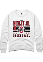 John Mobley Jr.  Rally Ohio State Buckeyes Mens White NIL Striped Long Sleeve Crew Sweatshirt