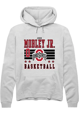 John Mobley Jr.  Rally Ohio State Buckeyes Mens White NIL Striped Long Sleeve Hoodie