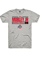 John Mobley Jr.  Ohio State Buckeyes Ash Rally NIL Stacked Box Short Sleeve T Shirt