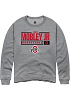 John Mobley Jr.  Rally Ohio State Buckeyes Mens Graphite NIL Stacked Box Long Sleeve Crew Sweatshi..