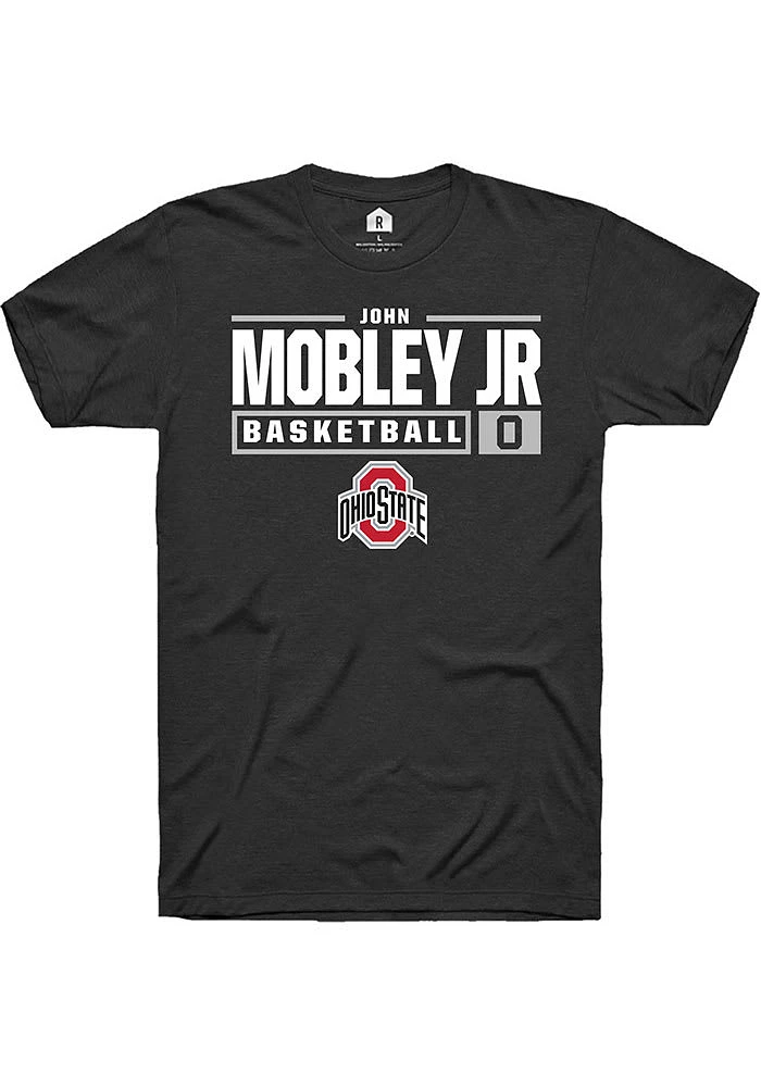 John Mobley Jr. Ohio State Buckeyes Rally NIL Stacked Box Short Sleeve T Shirt