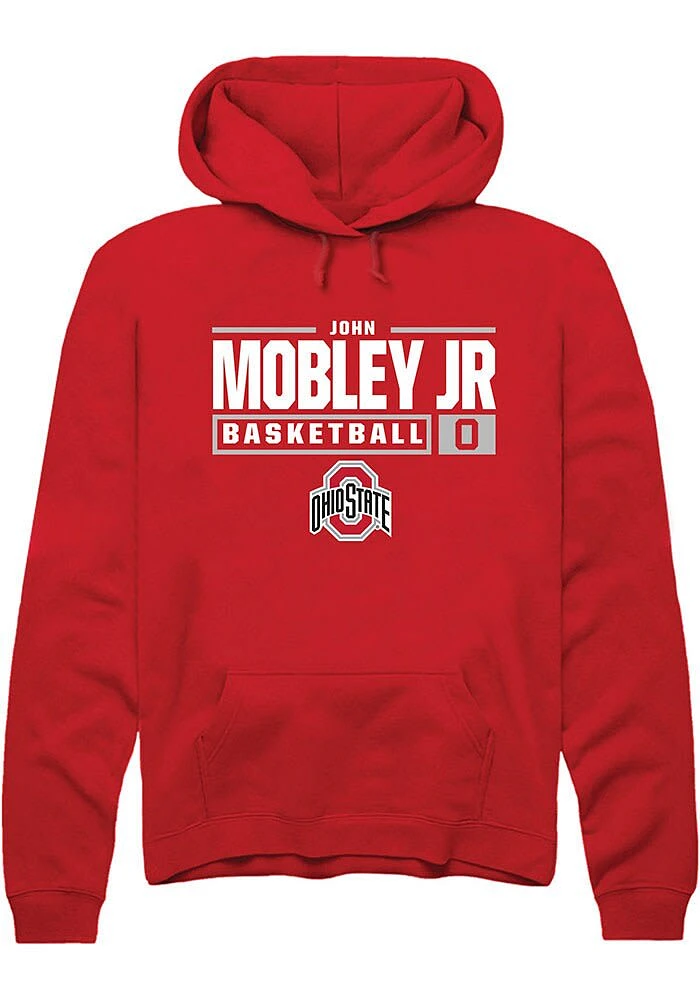 John Mobley Jr.  Rally Ohio State Buckeyes Mens Red NIL Stacked Box Long Sleeve Hoodie