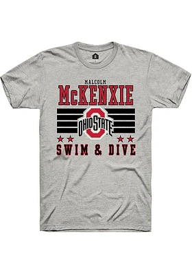 Malcolm McKenxie  Ohio State Buckeyes Ash Rally NIL Striped Short Sleeve T Shirt