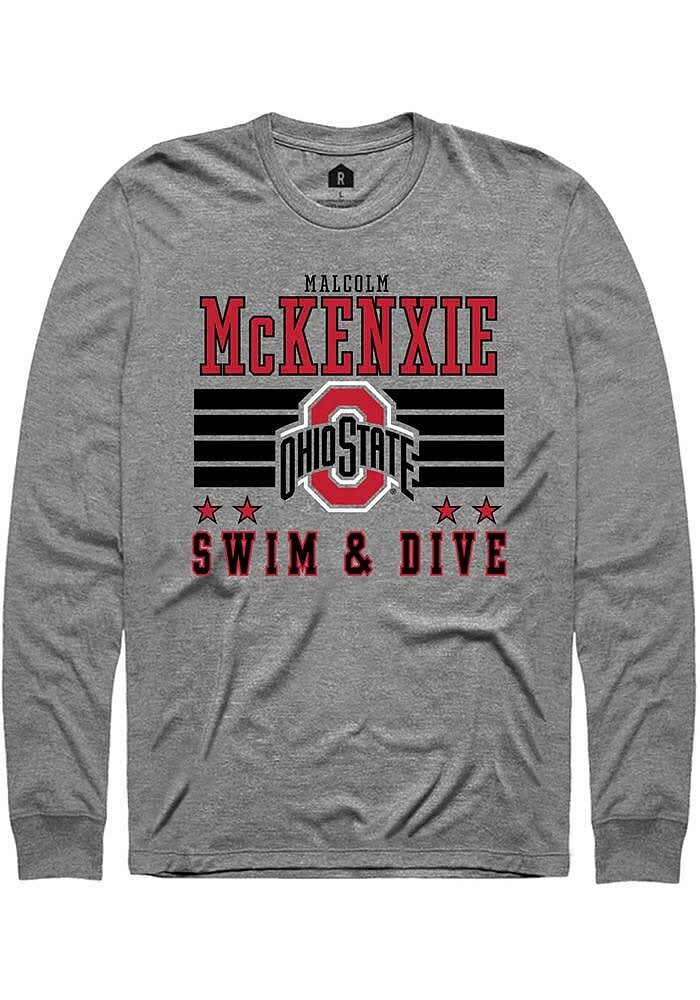Malcolm McKenxie Ohio State Buckeyes Grey Rally NIL Striped Long Sleeve T Shirt