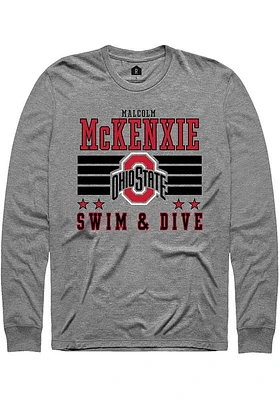 Malcolm McKenxie  Ohio State Buckeyes Grey Rally NIL Striped Long Sleeve T Shirt