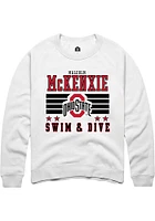 Malcolm McKenxie Rally Ohio State Buckeyes Mens NIL Striped Long Sleeve Crew Sweatshirt
