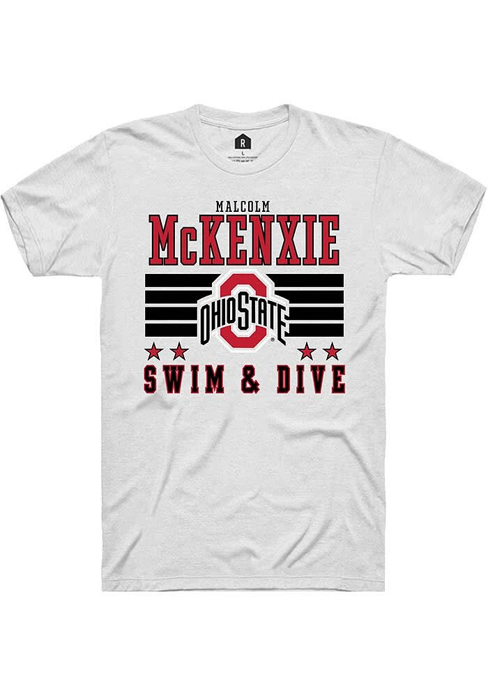 Malcolm McKenxie Ohio State Buckeyes White Rally NIL Striped Short Sleeve T Shirt