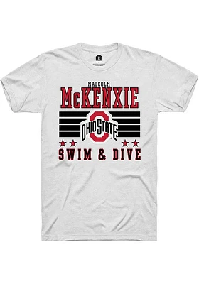 Malcolm McKenxie  Ohio State Buckeyes White Rally NIL Striped Short Sleeve T Shirt