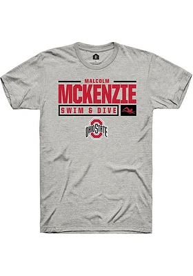 Malcolm McKenxie  Ohio State Buckeyes Ash Rally NIL Stacked Box Short Sleeve T Shirt