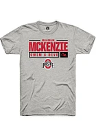 Malcolm McKenxie  Ohio State Buckeyes Ash Rally NIL Stacked Box Short Sleeve T Shirt
